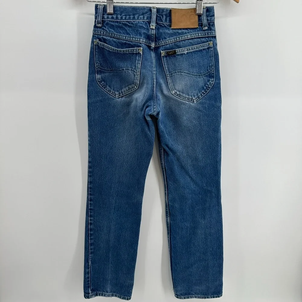 Vintage Lee Riders Straight Leg Jeans Womens 27x32 Blue Denim Whisker Mid Rise